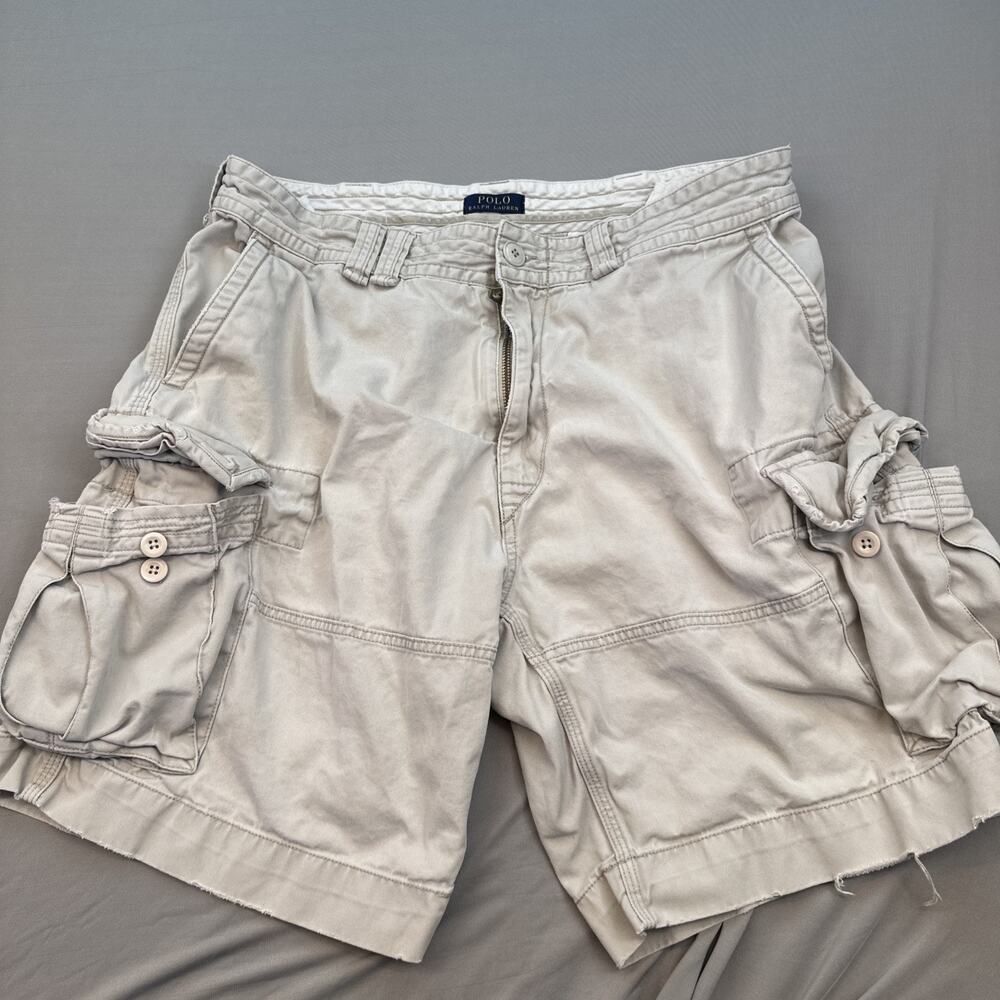 Polo Ralph Lauren Cargo Shorts Mens 38 Khaki Classic Polo Chino Pockets Utility